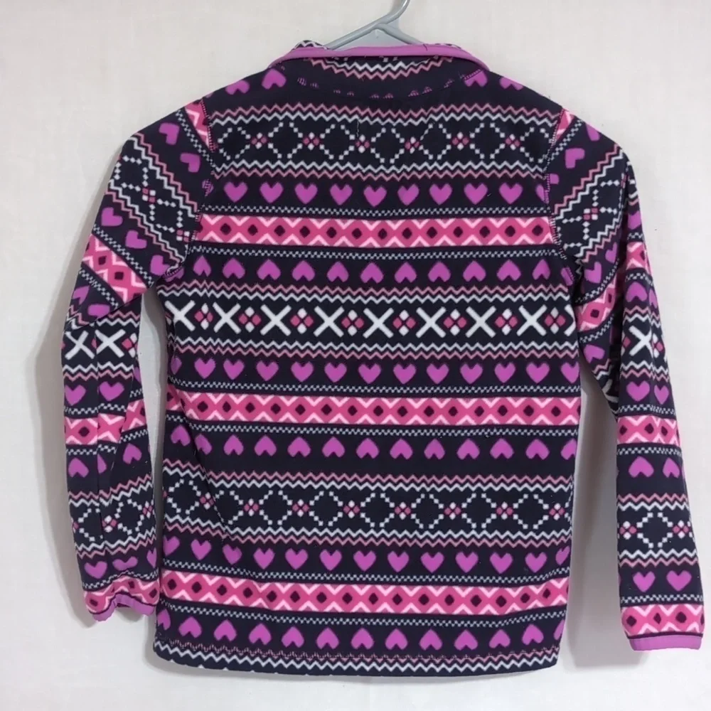 OshKosh Purple Pink Fleece Hearts Fair Isle Quarter Zip Size 8